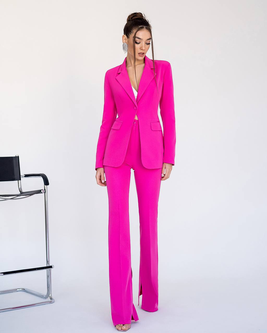 Premium Women's Diagonal Suit Crepe in Raspberry Color