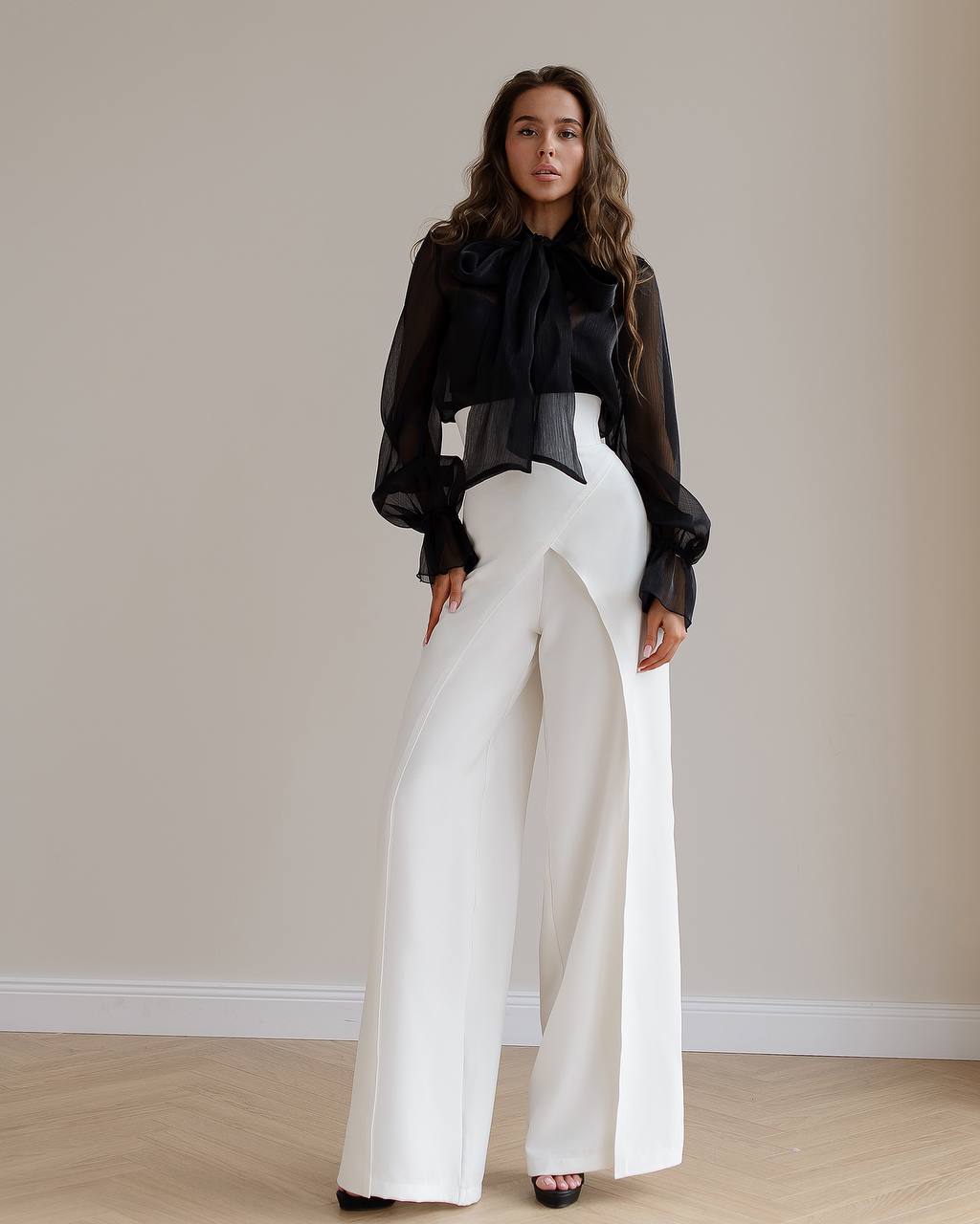 Premium Crepe Diagonal Suiting Pants with Corset Waistband for Women