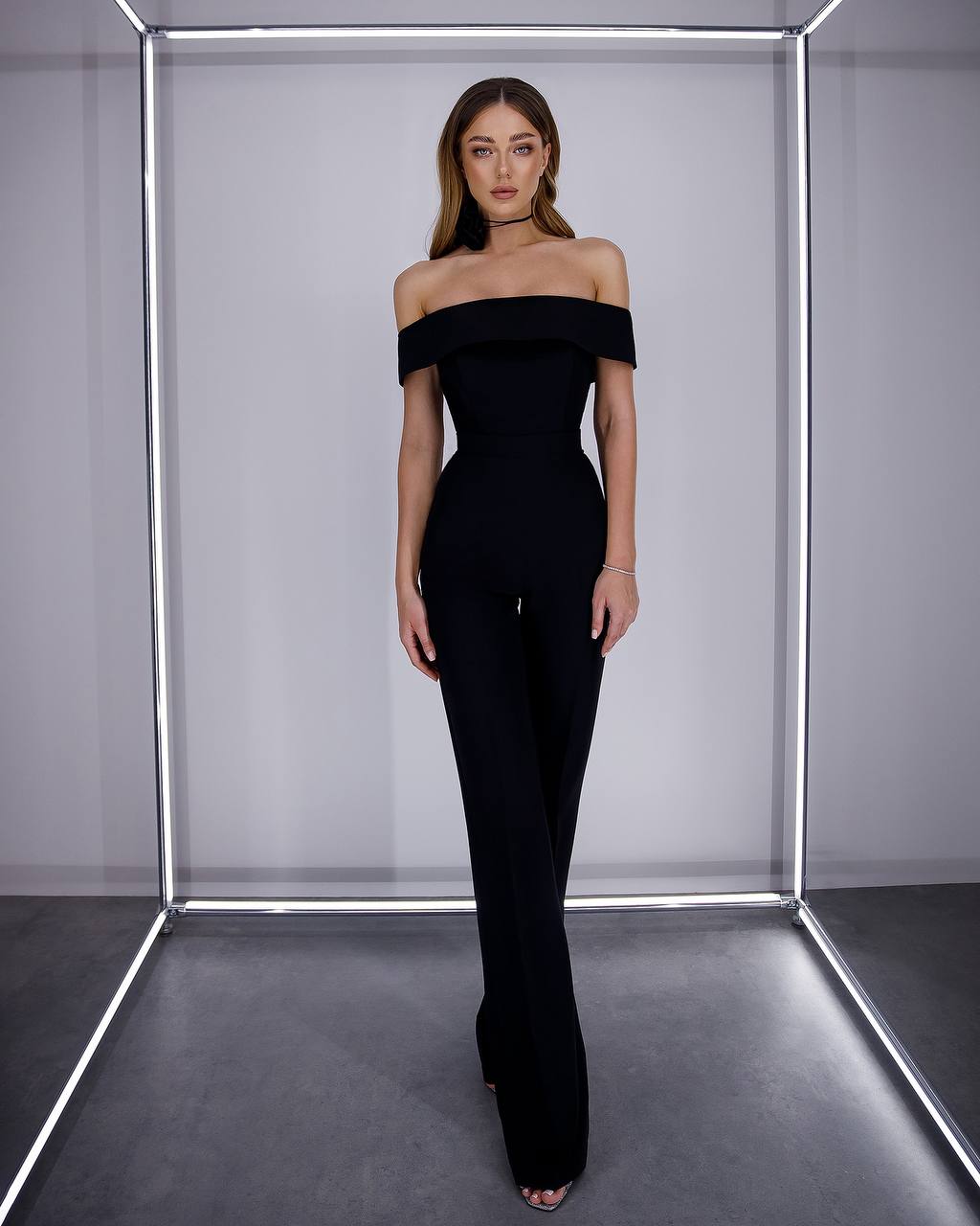 Off-Shoulder Elegant Black Jumpsuit for Women