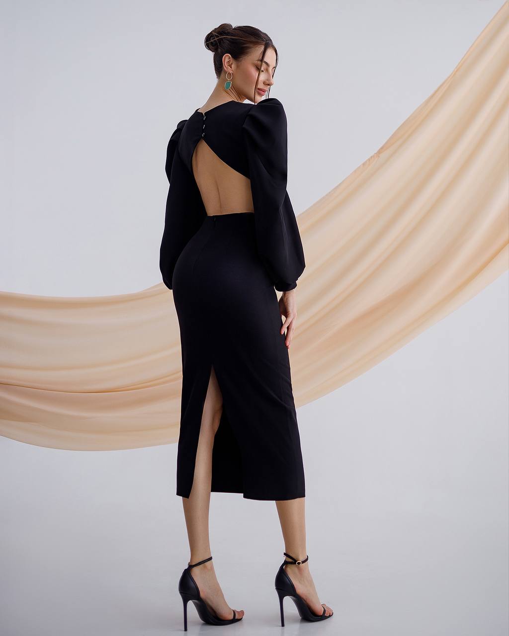 Elegant Women's Midi Dress Premium Suit Diagonal Fabric