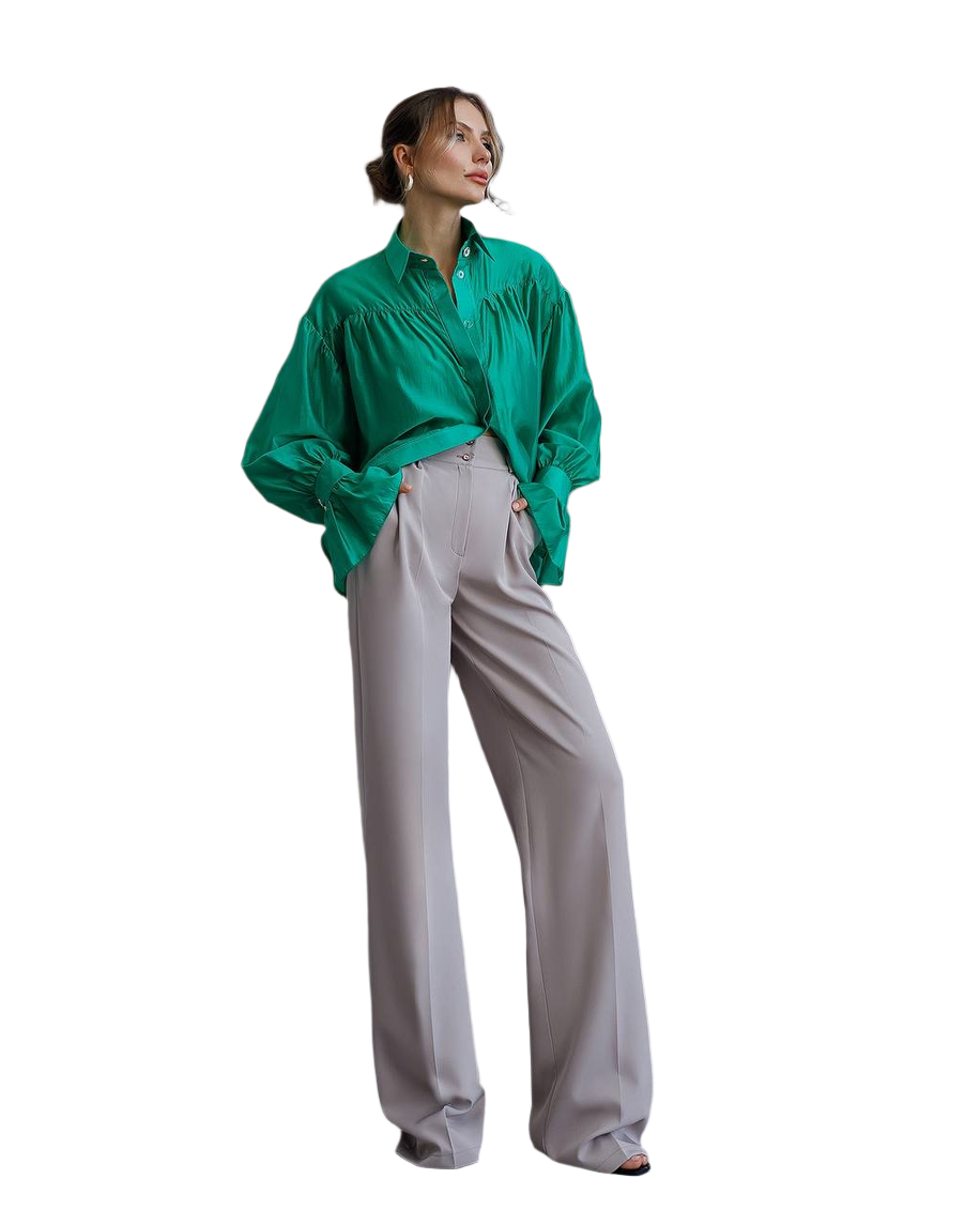 Wide Leg Trousers For Women In Suiting Crepe Diagonal Fabric