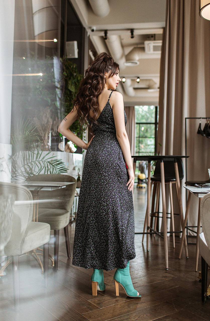 Elegant Printed Silk Strappy Dress for Women