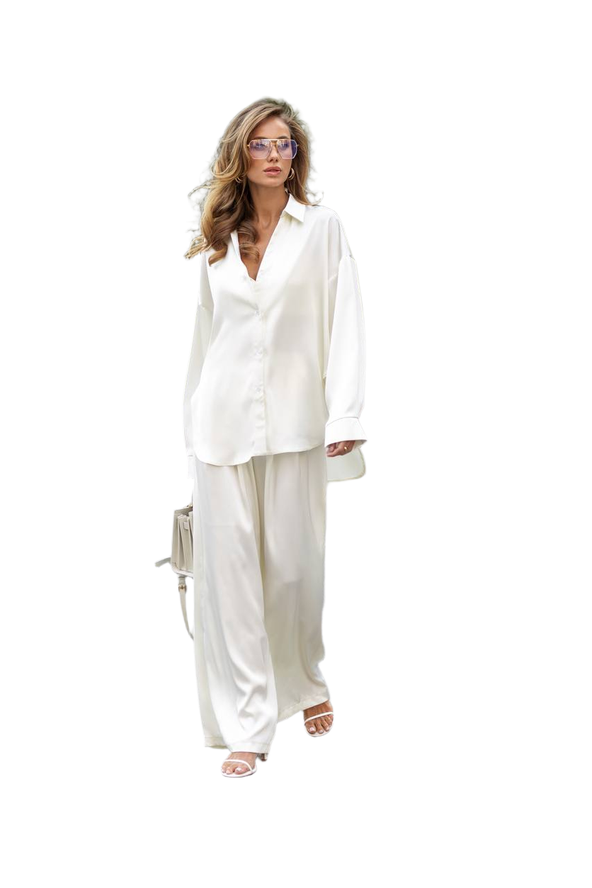 Luxury Satin Three-Piece Suit for Women White