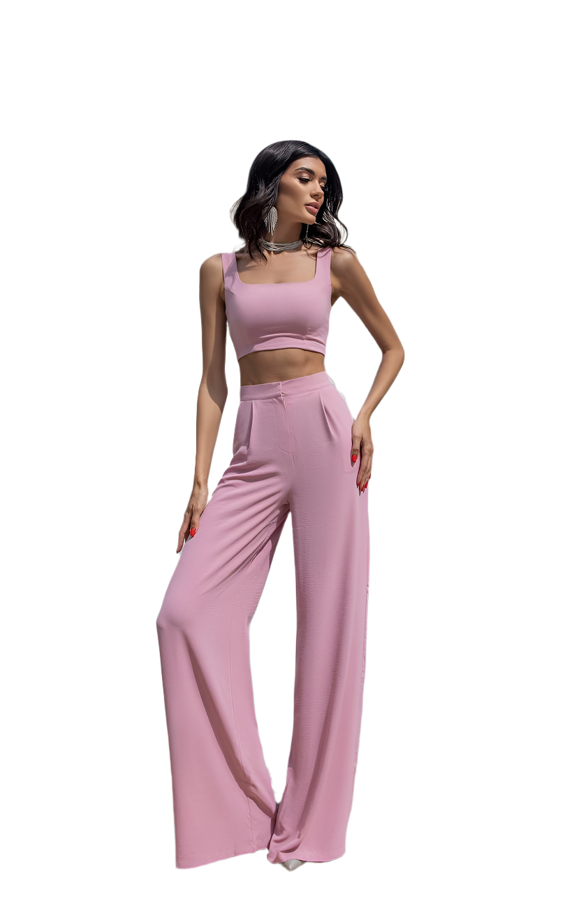 Elegant Two-Piece Women Suit Pants and Top in American Crepe