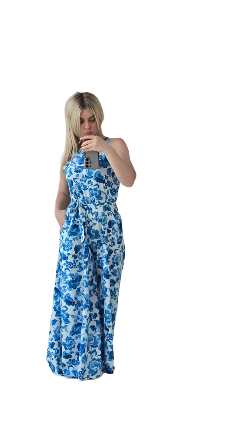 Lightweight Soft Floral Jumpsuit Dress for Women