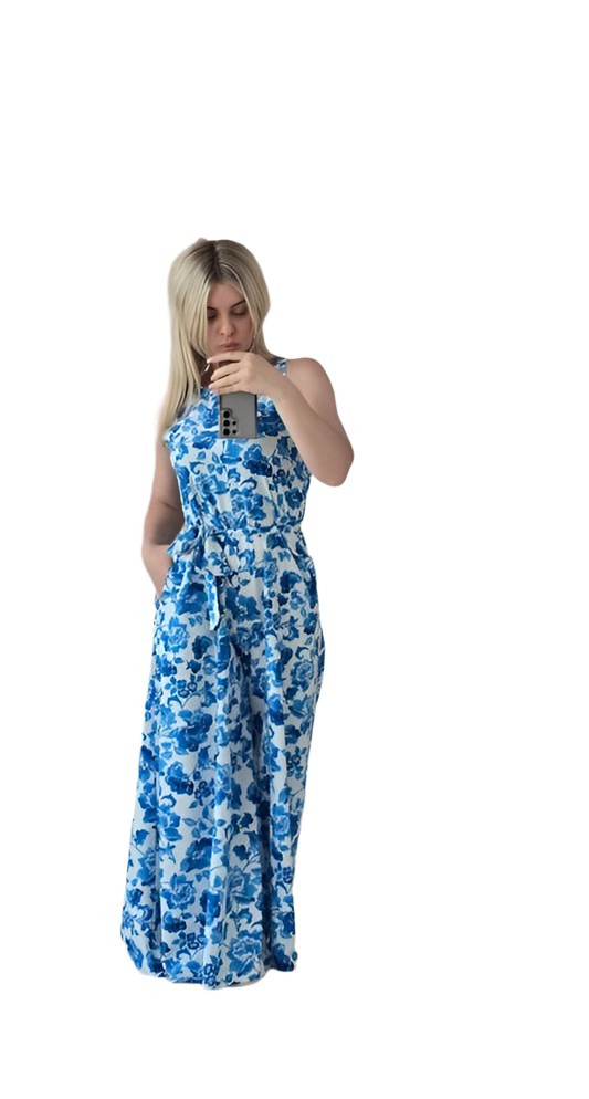 Lightweight Soft Floral Jumpsuit Dress for Women