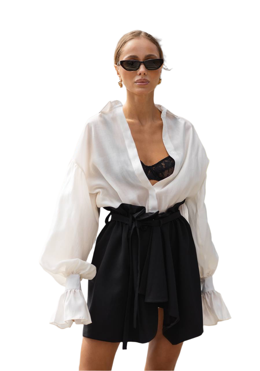 Womens Black Wrap Skirt Martina with Silky Lining