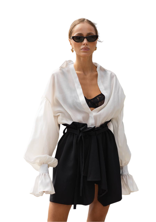 Womens Black Wrap Skirt Martina with Silky Lining