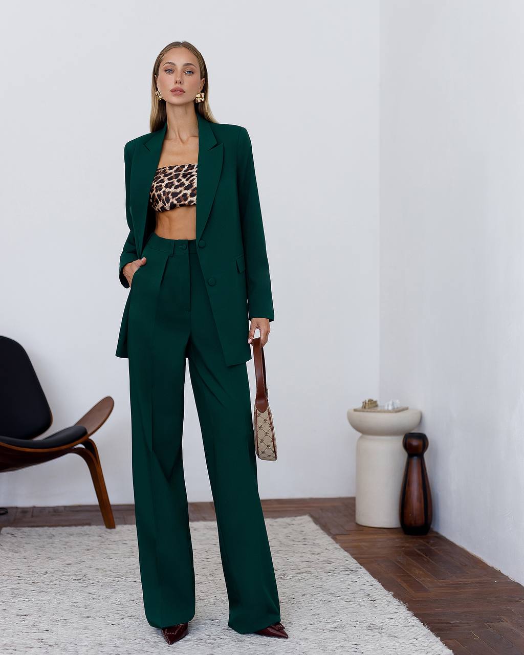 Womens Polished Tiar and Lux Fabric Suit in Green