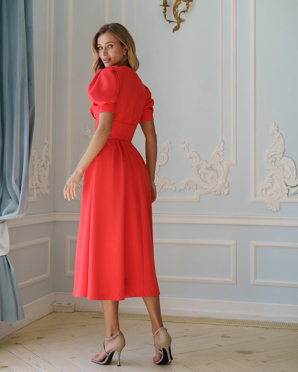 Ladies Elegant Midi Dress in Premium Crepe Fabric