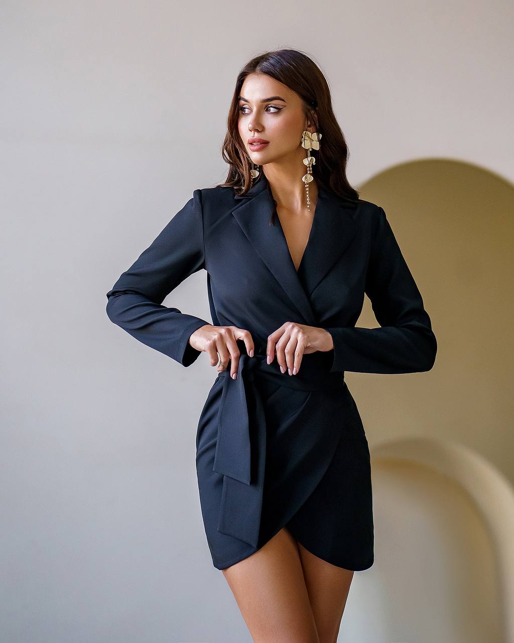 Elegant Women Suit Crepe Diagonal Dress in Multiple Colors