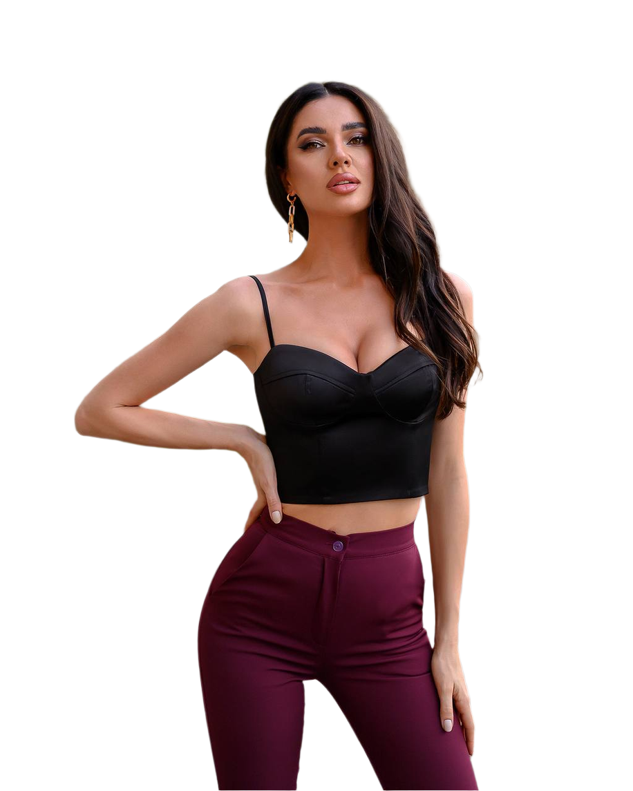 Womens Satin Crop Top with Spaghetti Straps