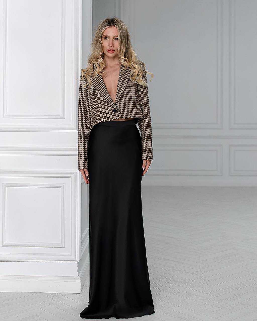 Premium Pandora Satin Skirt for Women Black Long Elegant