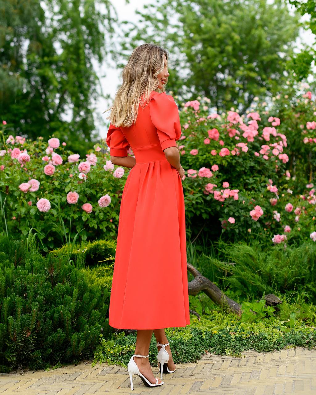 Ladies Elegant Midi Dress in Premium Crepe Fabric