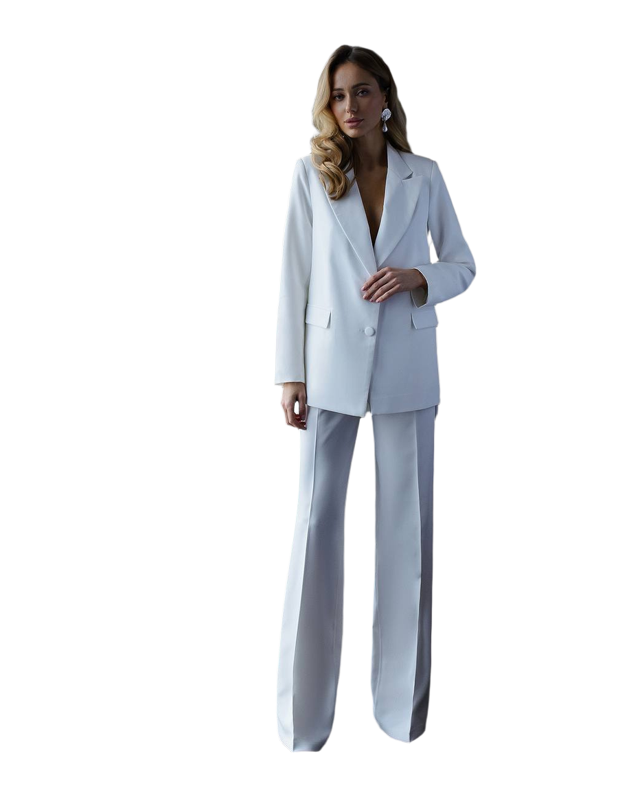 Elegant Women's Suit with Designer Jacket Element in Milk Color