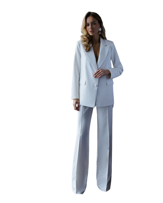 Elegant Women's Suit with Designer Jacket Element in Milk Color