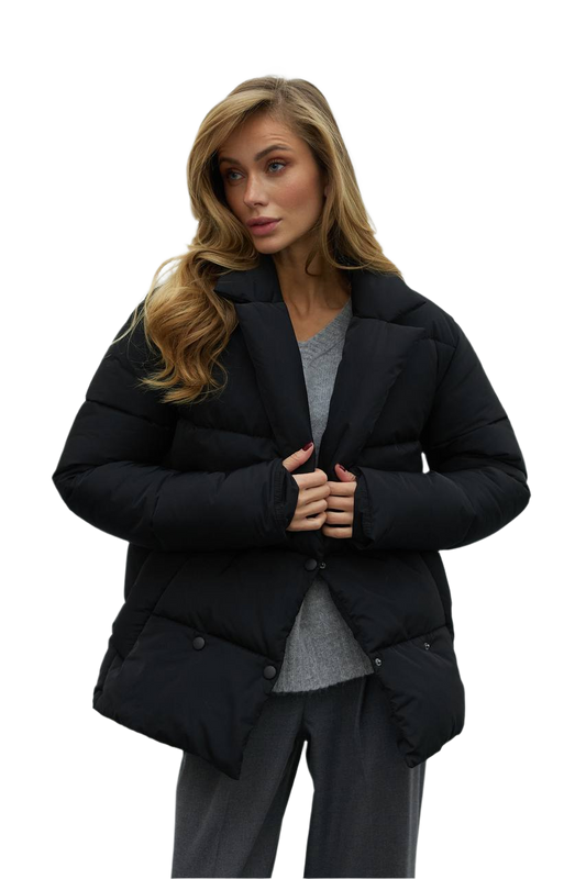 Warm Winter Down Jacket for Women Black Aero-Down Filling Windproof