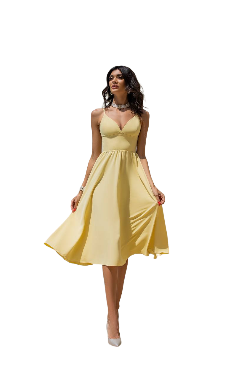 Sany Midi Dress in Light Banana Yellow Premium Knitwear