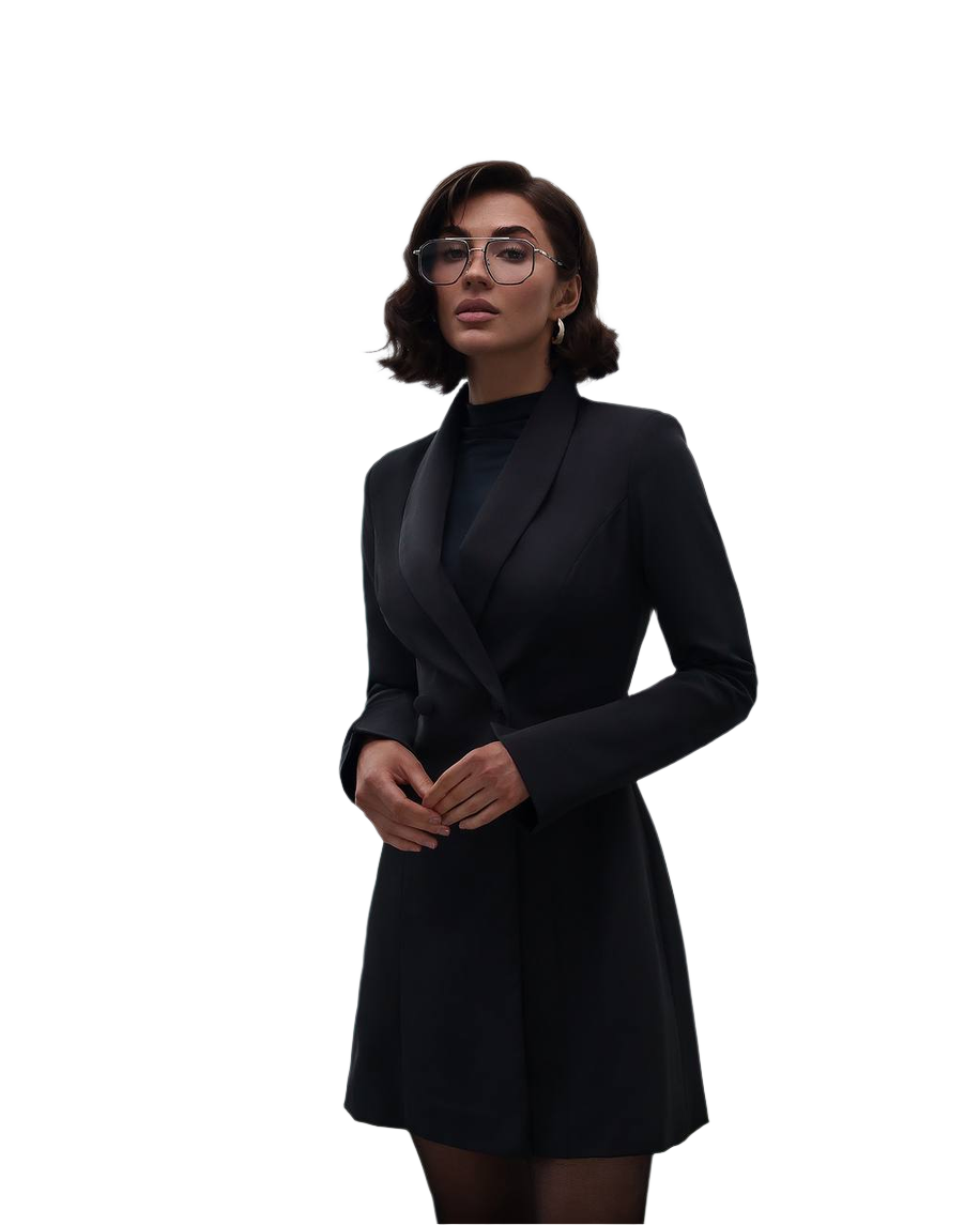 Premium Diagonal Crepe Blazer Dress with Dense Lining