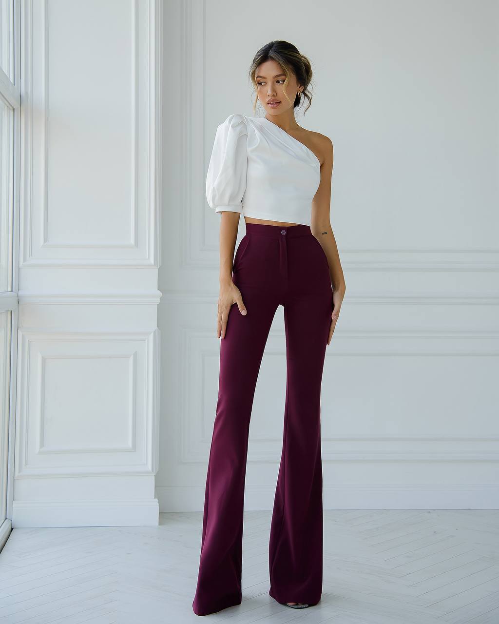 Womens One Shoulder Mango Satin Top in Multiple Colors