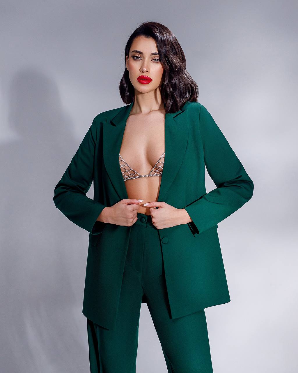 Womens Polished Tiar and Lux Fabric Suit in Green