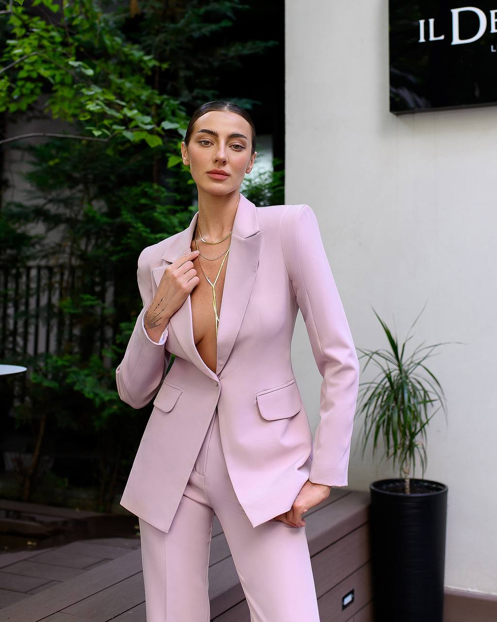 Womens Premium Crepe Diagonale Suit Blazer and Pants in Pink Black Red Blue and Milk
