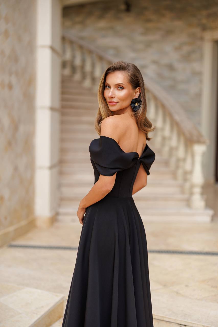 Elegant Off Shoulder Diagonal Crepe Dress for Women