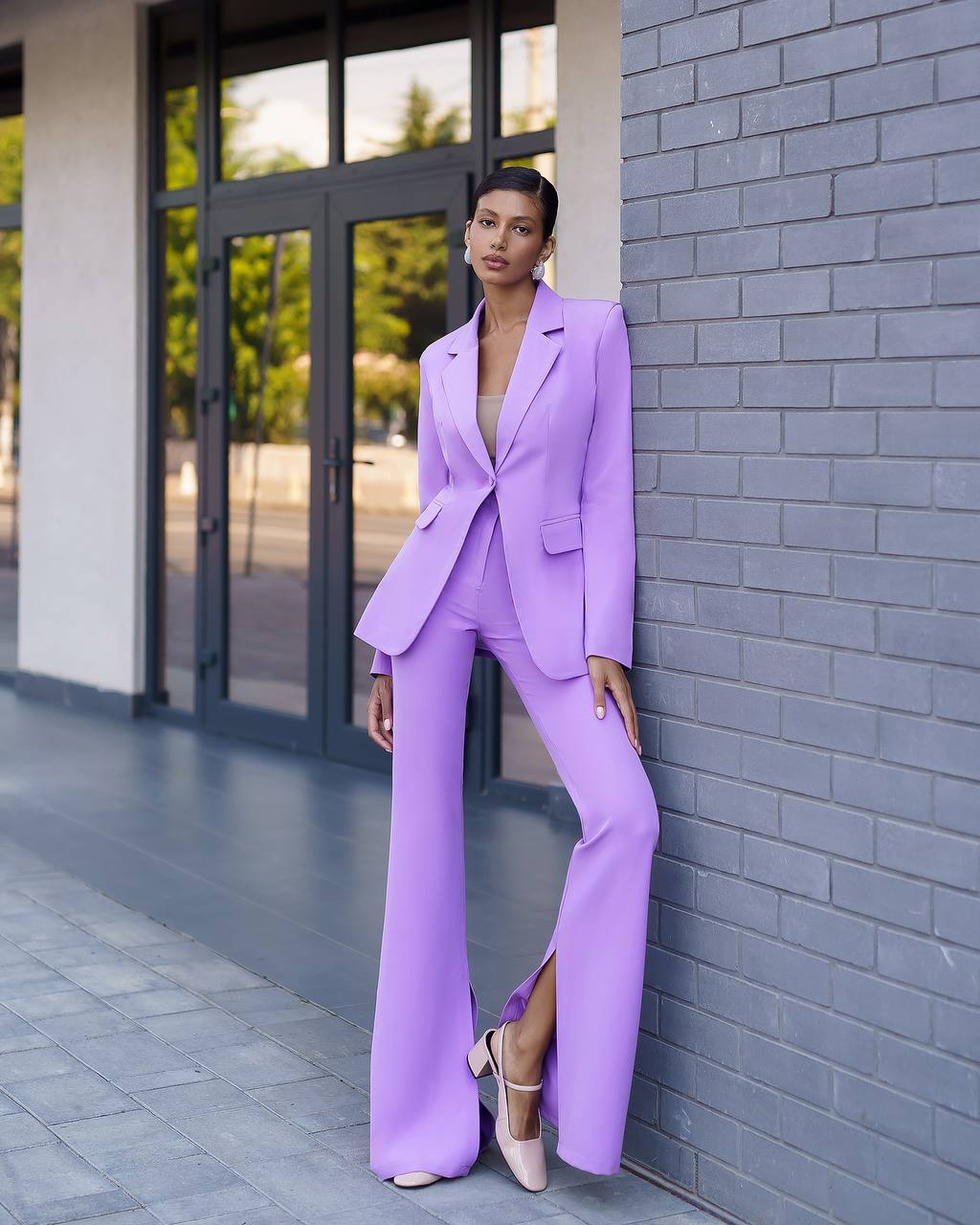 Premium Diagonal Suit Crepe Women Blazer and Trousers Set