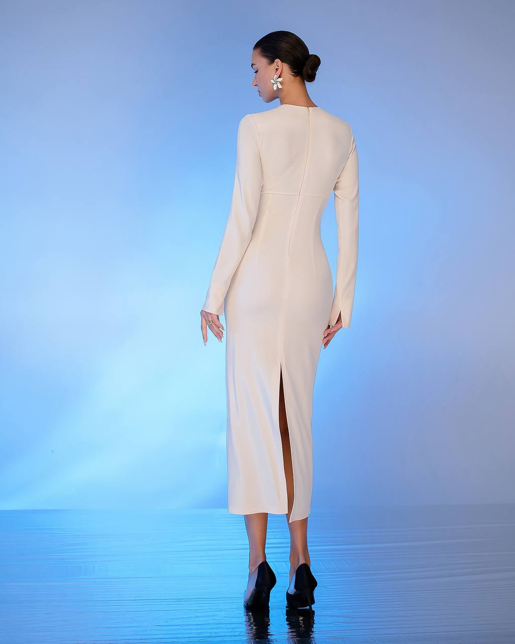 Elegant Midi Dress for Women in Premium Twill-Silk Fabric