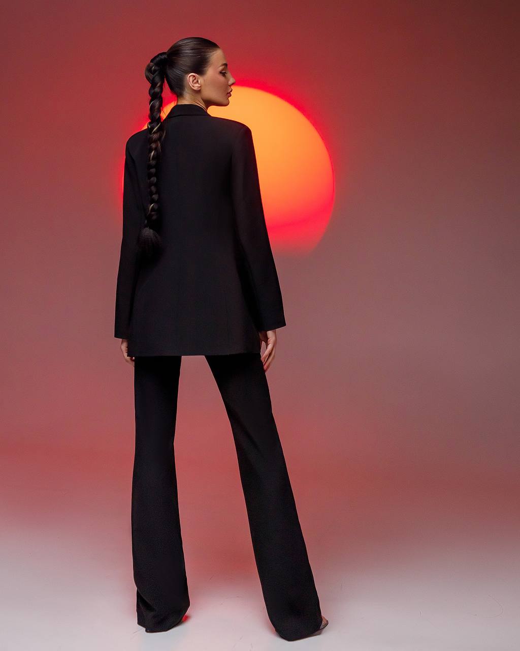 Womens Black Suit with Lined Blazer and Flared Pants