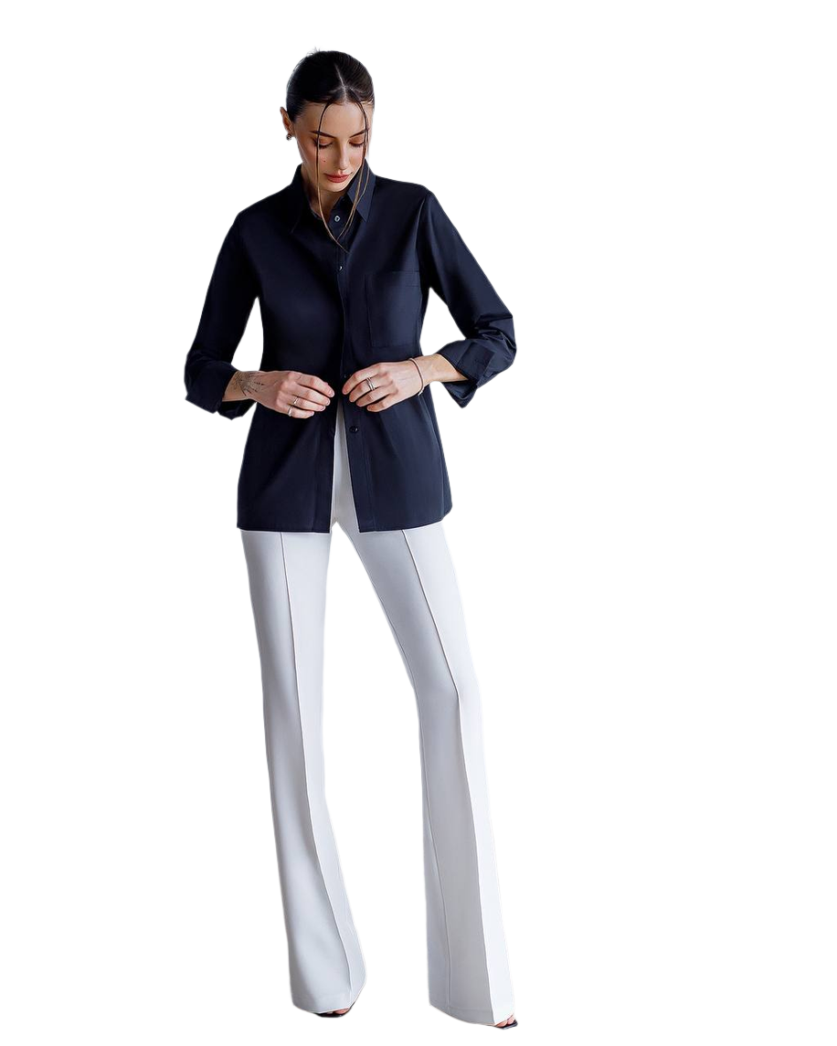 Stylish Womens Black Shirt Button-Up Casual Top