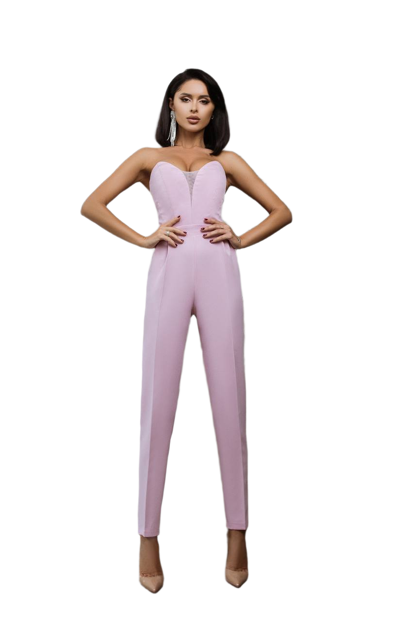 Elegant Pink Diagonal Crepe Jumpsuit for Women