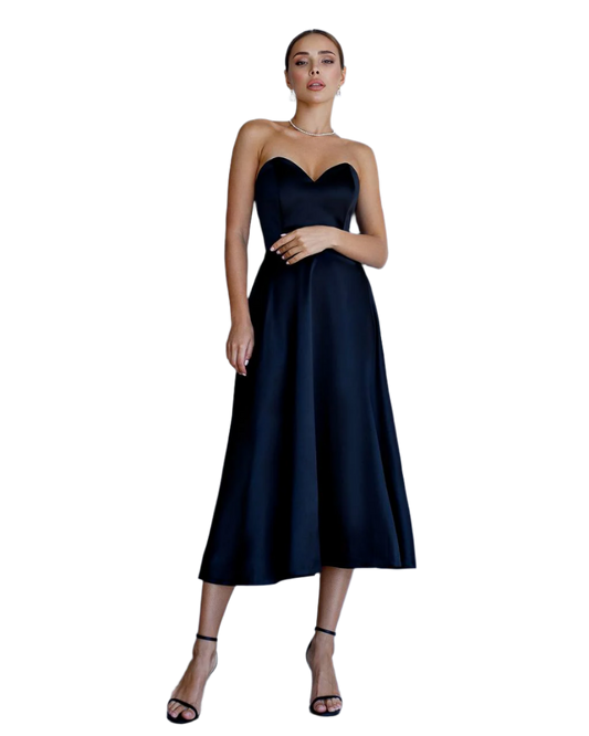 Elegant Royal Satin Dress with Corset and Zipper for Special Occasions