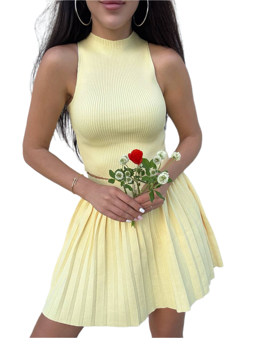 Yellow Rosie Knitted Two-Piece Suit for Women