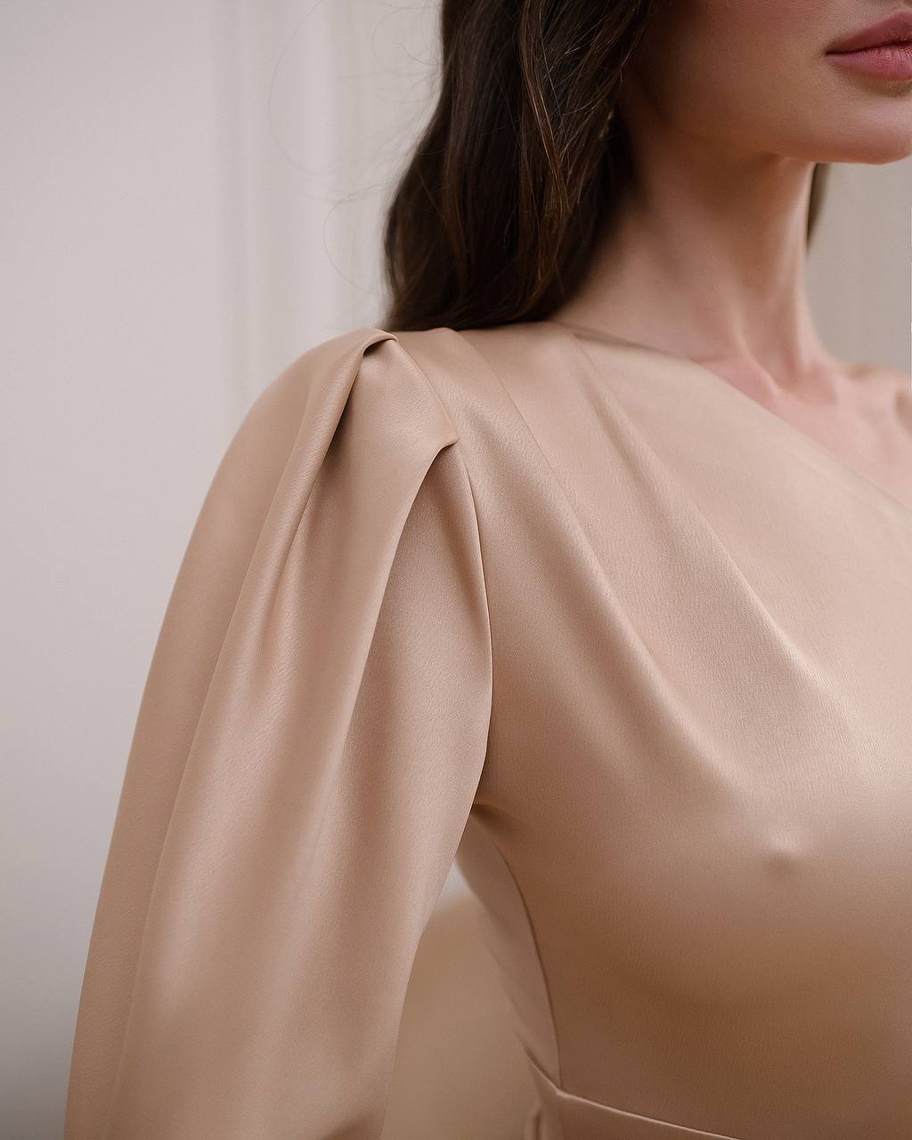 Elegant One Shoulder Mini Dress in Satin with Side Slit