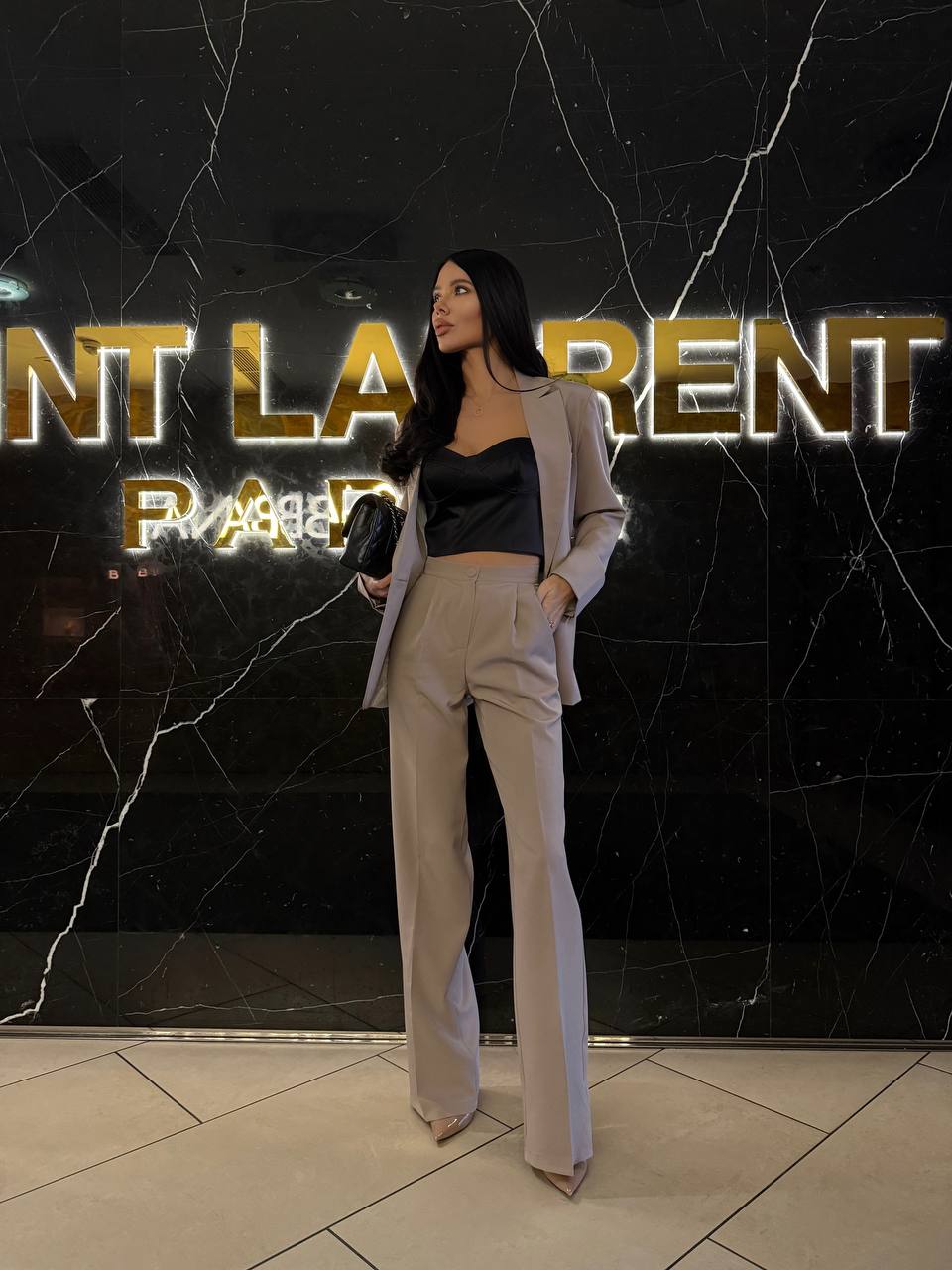 Womens Double Suit Premium Diagonal Suiting Crepe Blazer and Pants