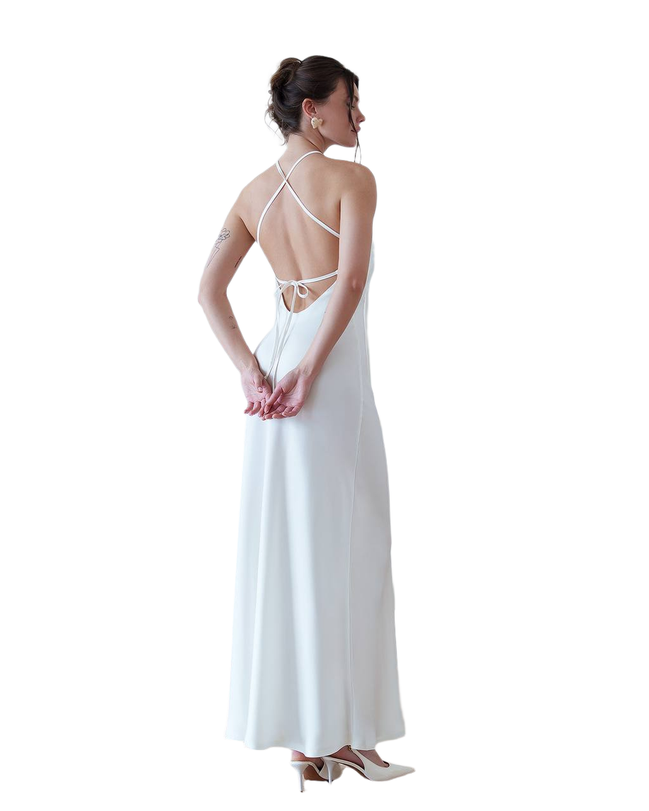 Elegant Women's Maxi Dress in Dense Satin Fabric
