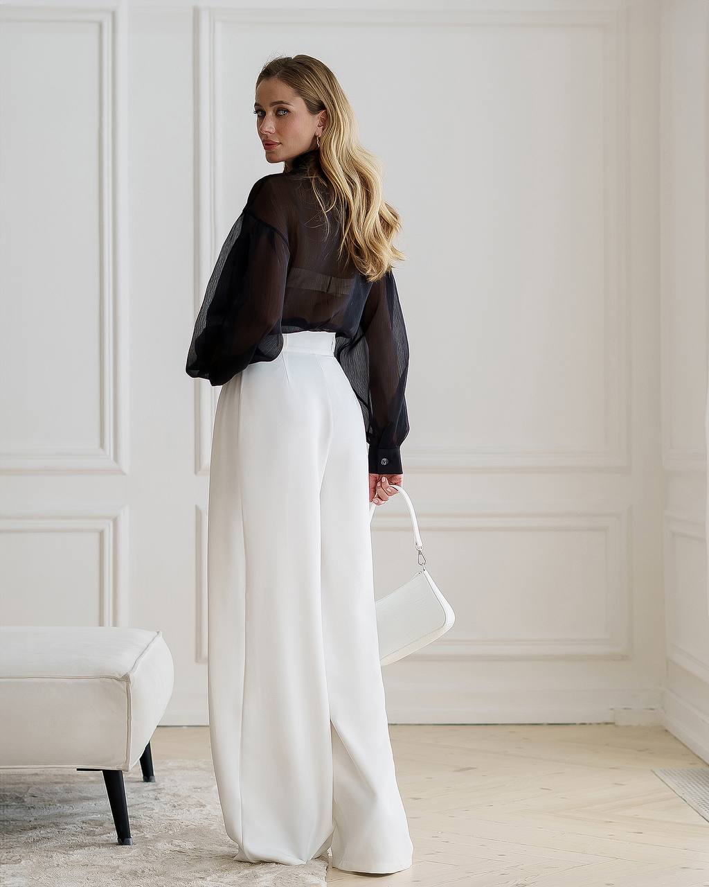 Womens Palazzo Pants Premium Suit Crepe Diagonal