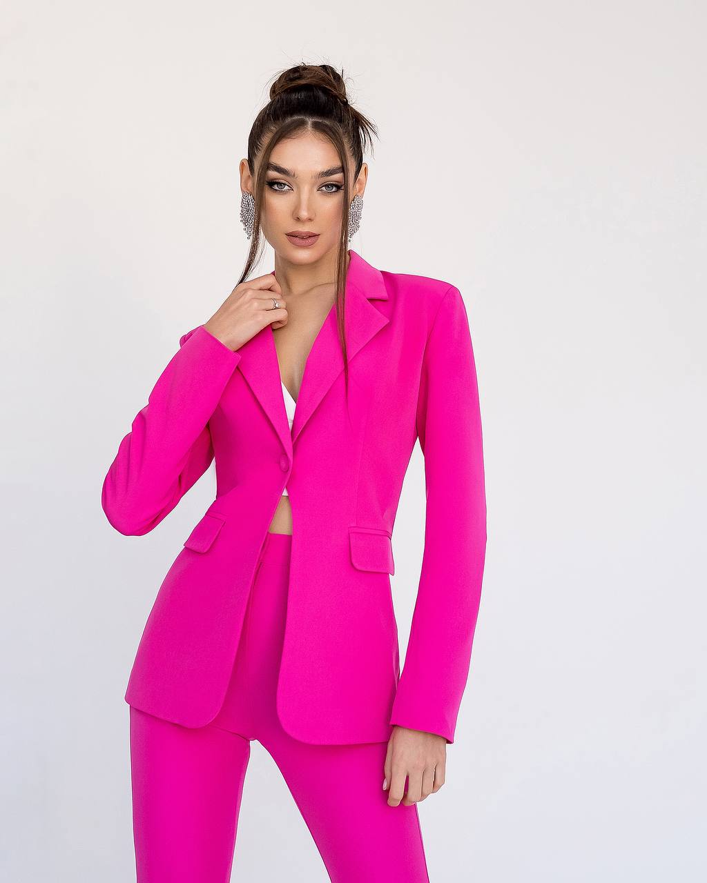 Premium Women's Diagonal Suit Crepe in Raspberry Color