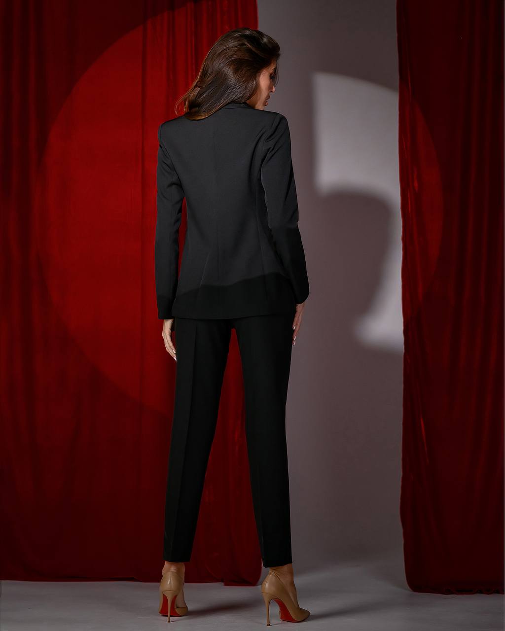 Womens Black Suit with Lined Blazer and Trousers