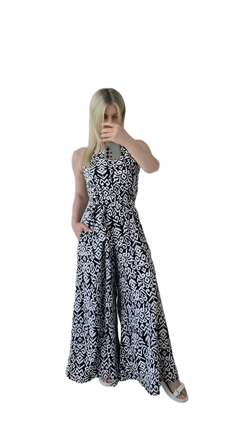 Lightweight Soft Fabric Wide Leg Jumpsuit Dress