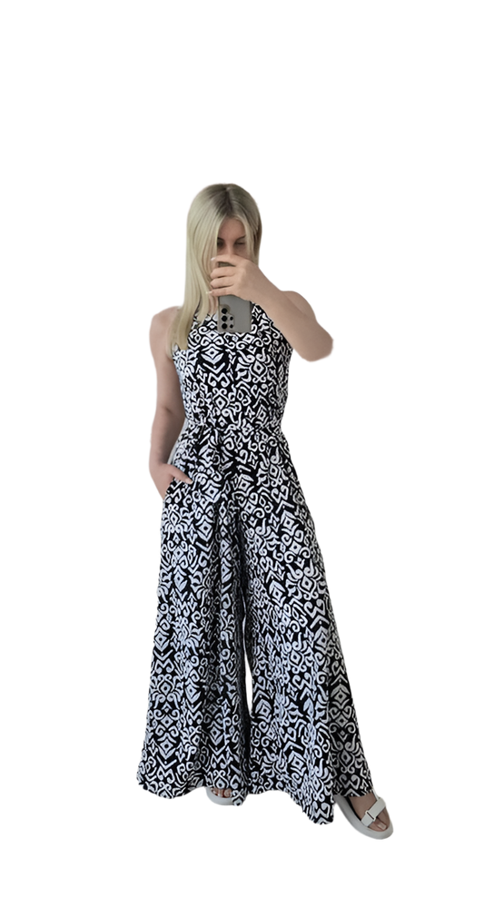 Lightweight Soft Fabric Wide Leg Jumpsuit Dress