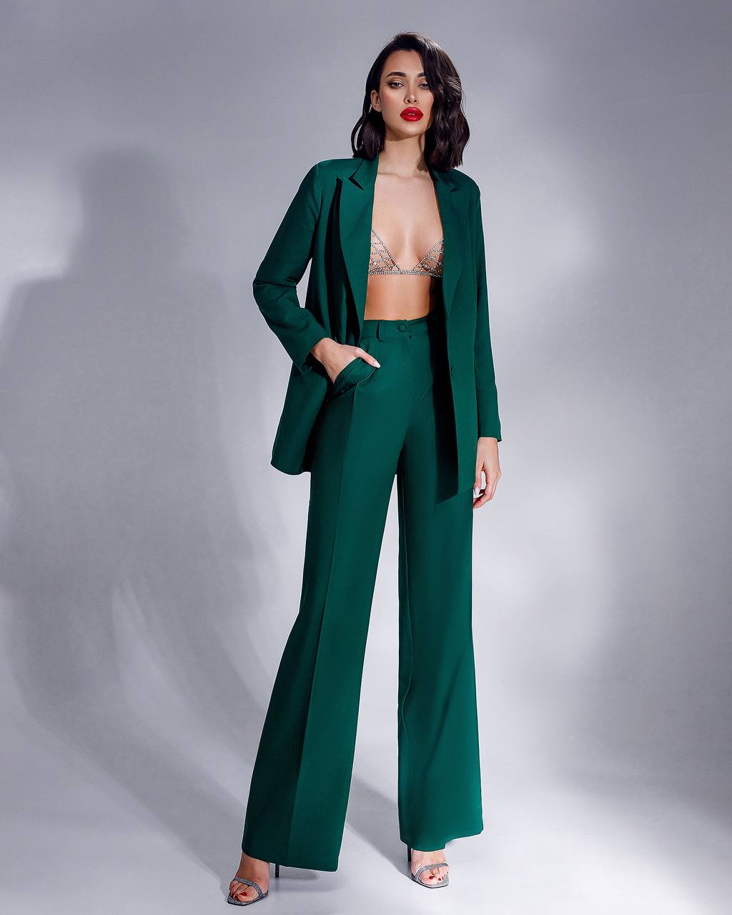 Womens Polished Tiar and Lux Fabric Suit in Green