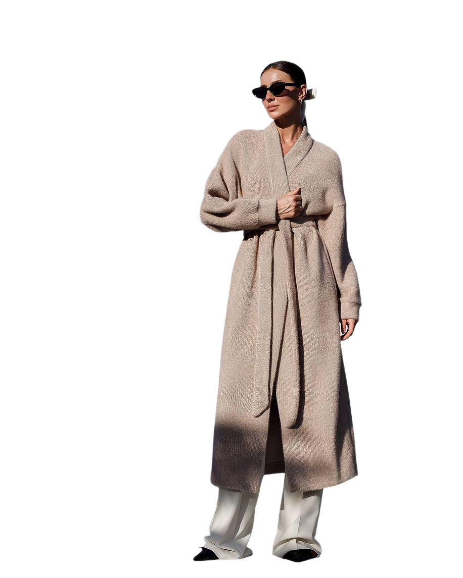 Silva Fluffy Soft Knit Cardigan for Women in Light Beige