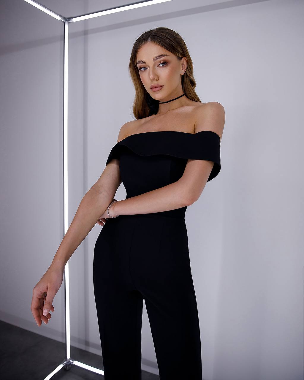 Off-Shoulder Elegant Black Jumpsuit for Women