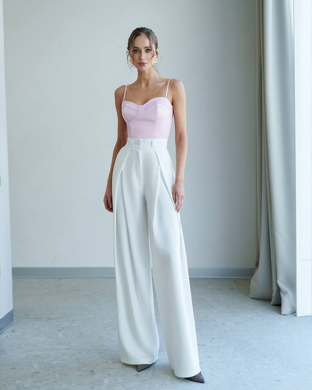 Womens Palazzo Pants Premium Suit Crepe Diagonal