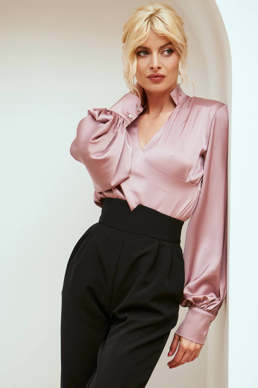 Womens High Waist Crepe Diagonal Pants in Black Cream and Blue