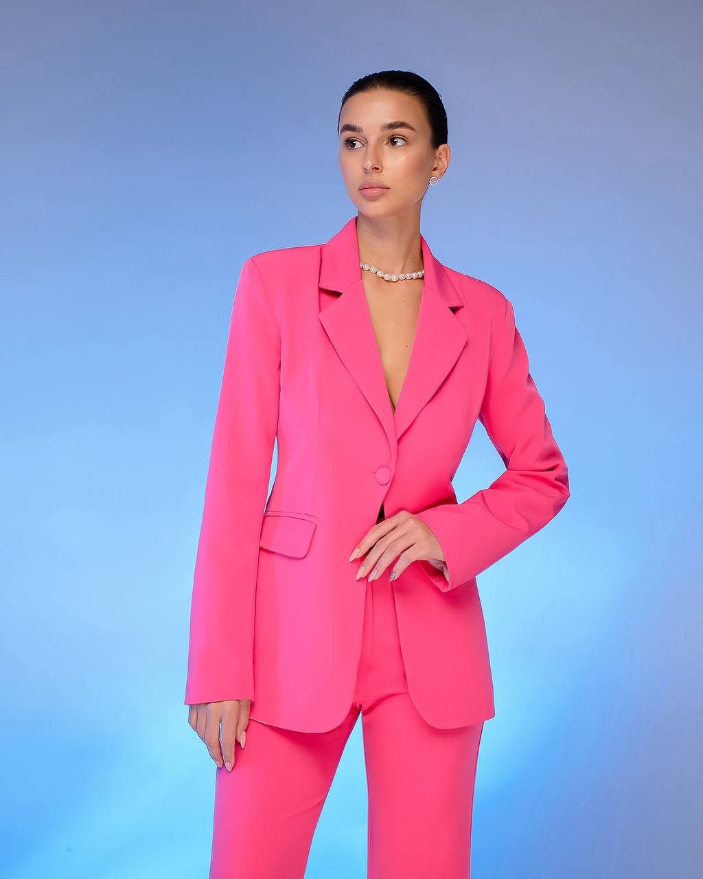 Premium Women's Diagonal Suit Crepe in Raspberry Color