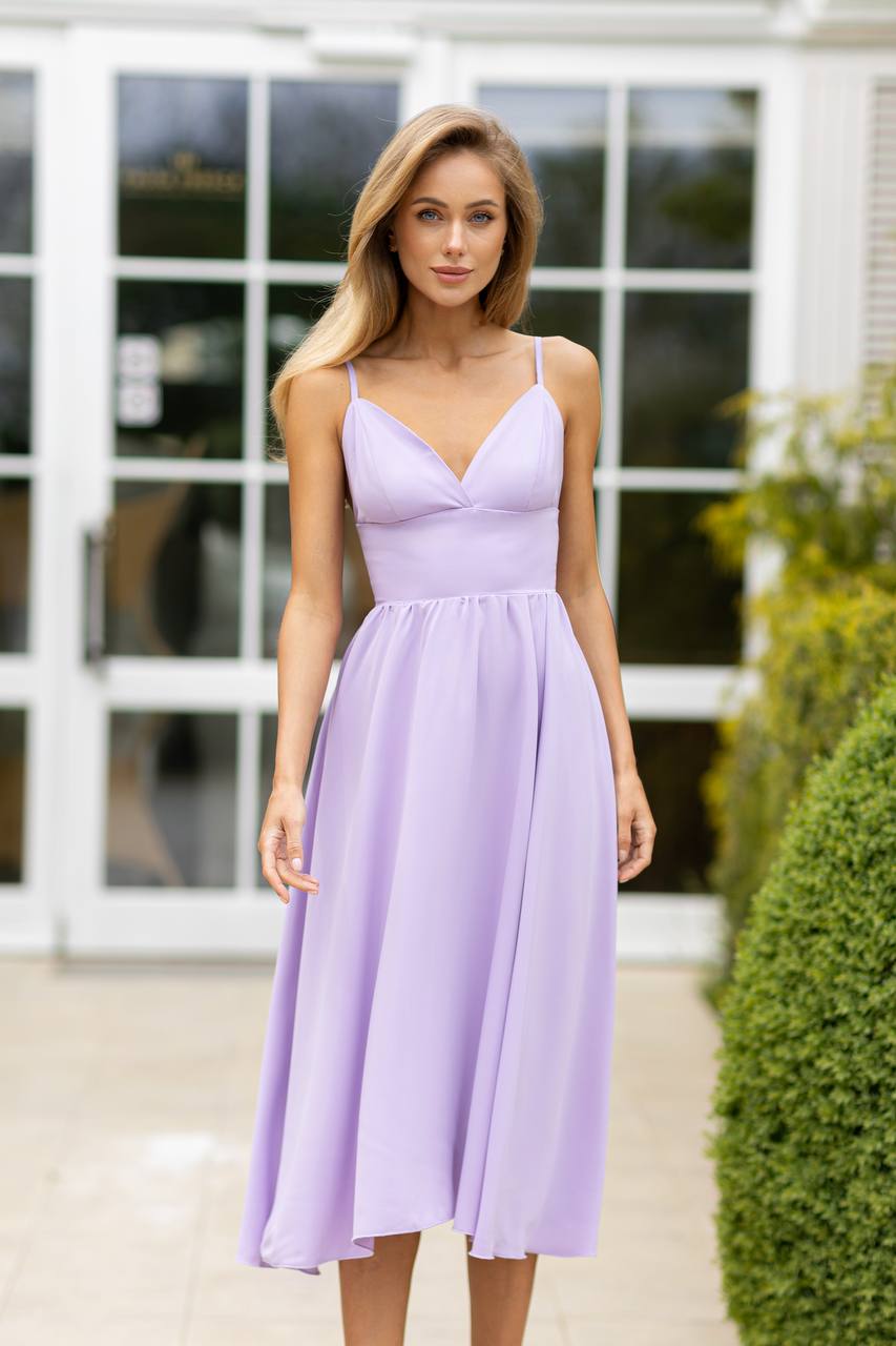 Sany Women's Midi Dress in Premium Las Vegas Knitwear Lavender Color