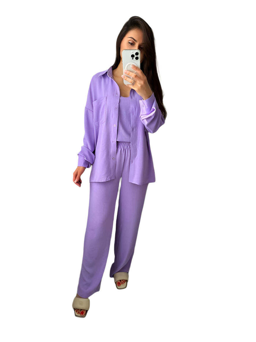 Stylish Lilac Three-Piece Casual Suit Set